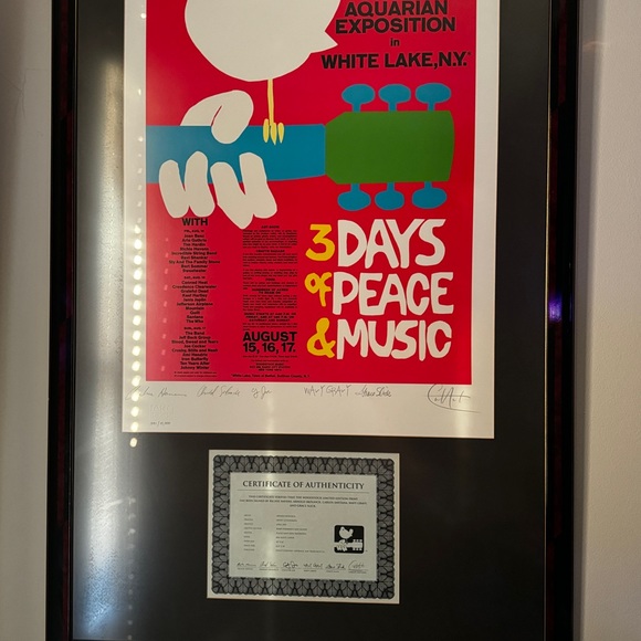Woodstock Music & Art Festival Poster. Framed with authentic certificate. - Picture 4 of 6